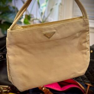 Prada Beige Canvas Tote Bag